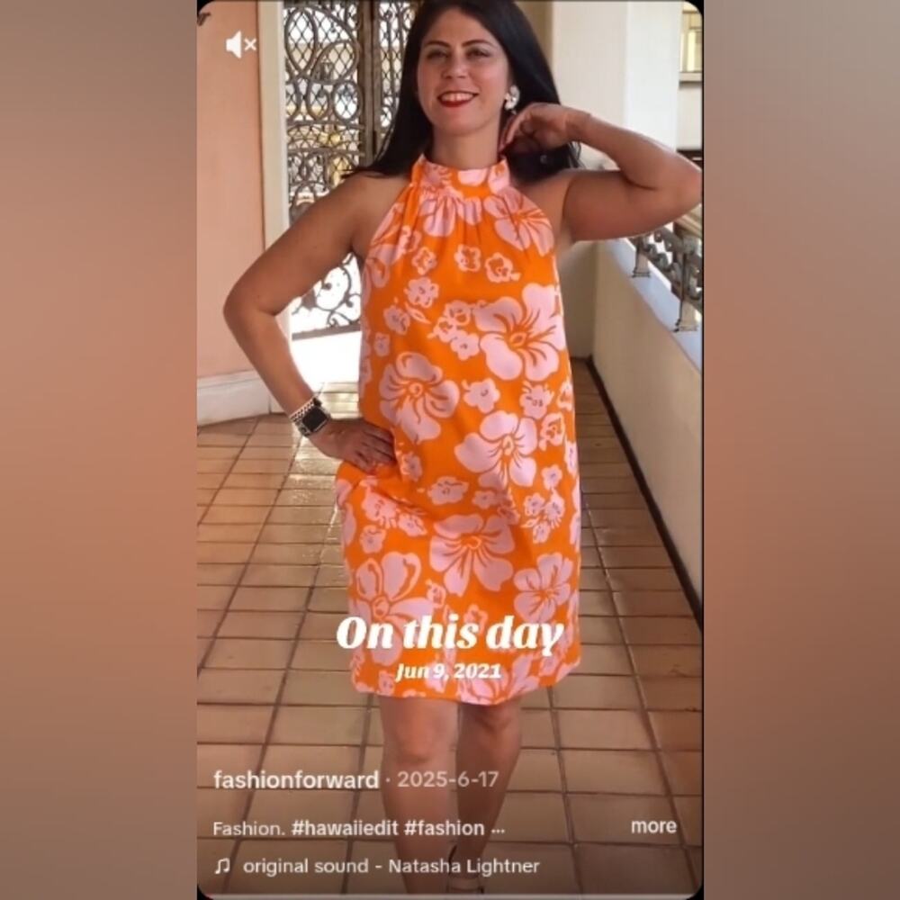 NEW J. Crew Hawaiian Halter Tie Neck Hibiscus Dress 6 Orange Resort Coastal - Picture 15 of 16